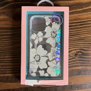 Pink Sky Floral iPhone 13/12 Pro Max Case - Black and White